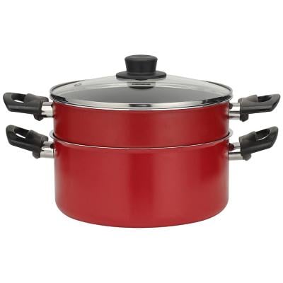RoyalFord RF10265 2Layer Nonstick Steampot 22cm 1x4 Red