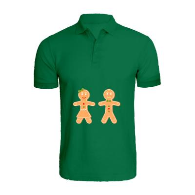 BYFT 110101008871 Holiday Themed Printed Cotton T-Shirt Gingerbread Unisex Personalized Polo Neck T-Shirt Green Small