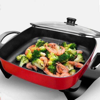 Multifunctional Electric Skillet, Electric Non-Stick Wok with Lid, Large Multi Cooker, Electric Skillet Grill, Multifunctional Electric Hot Pot,B