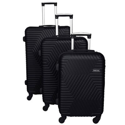 Siddique JNX01-3 Lightweight Luggage Set of 3 Bag, Shine Black