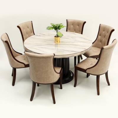 Maurice Marble Dining Table and Chair 7 Set, 9052353