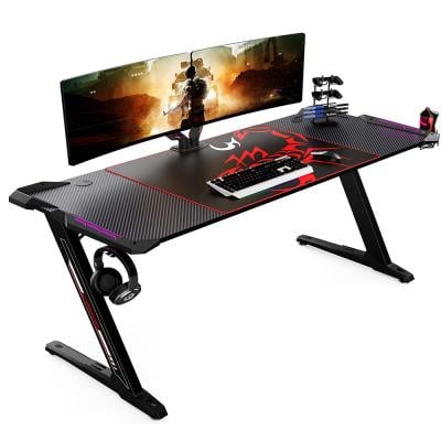 Eureka Z60 Gaming Desk Table RGB Lighting Black 153cm, ERK-Z60-B-2D