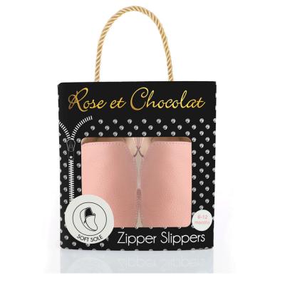 Rose et RCZS 06SS20 Chocolat Zipper Soft Soles Shoes Pink Rose 6 to12 Months