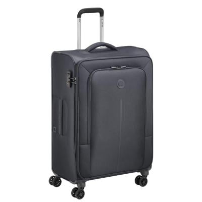 Delsey 00390782000E9 Caracas 70cm Softcase 4 Double Wheel Expandable Check In Luggage Trolley Black