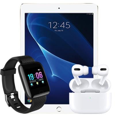 3 In 1 BSNL Penta P20 Pro 10 inch Display Tablet Dual SIM 4GB RAM 64GB Storage Assorted TWS Airpod Pro 3 Bluetooth Earphones Wireless Headset White And D13 Smart Watches 116 Plus