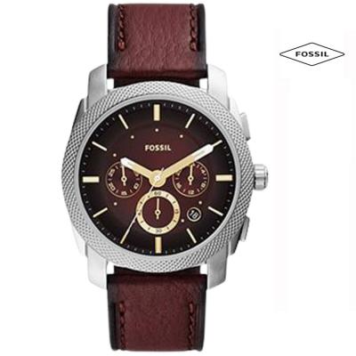 Fossil FS5884 Machine Chronograph Burgundy Eco Leather Watch Red