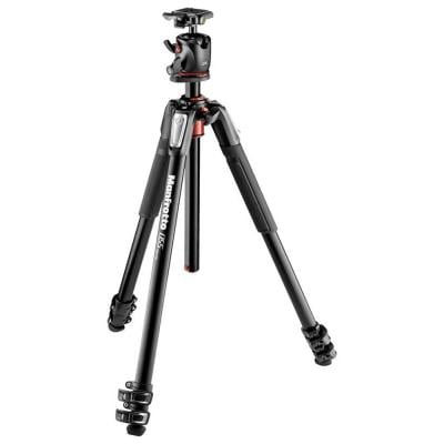Manfrotto 055 Aluminum 3 Section Tripod Kit with Horizontal Column and Ball Head Black