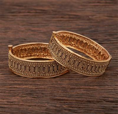 SOL Antique Openable Bangles With Gold Plating J004-SOL, Gold