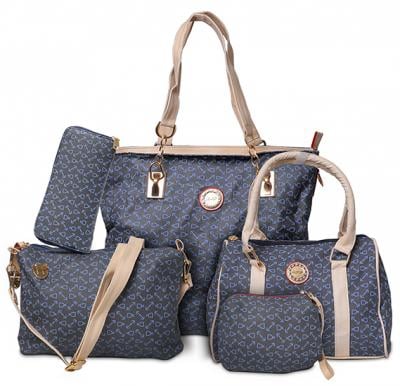 Generic PU Leather Women Handbag 5pcs Set,Blue