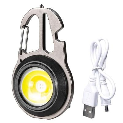Small LED Keychain Light, USB Rechargeable Mini COB Working Flashlight, 6 Light Modes Portable Pocket Light for Car Repairing Fishing Walking Camping Outdoor Indoor