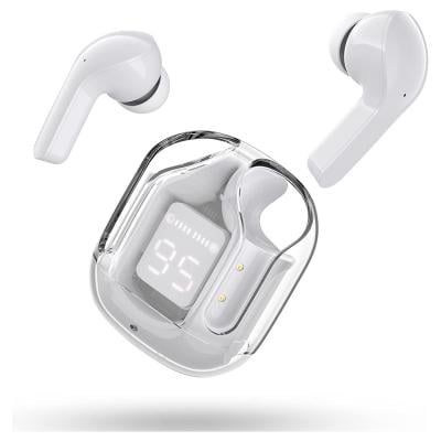 Wireless Earbuds Bluetooth Headphones with ENC Noise Canceling Translucent Earphones, HiFi Dual Stereo Microphone Mini in-Ear Earbuds Touch Control with Charging Case and LED Digital Display
