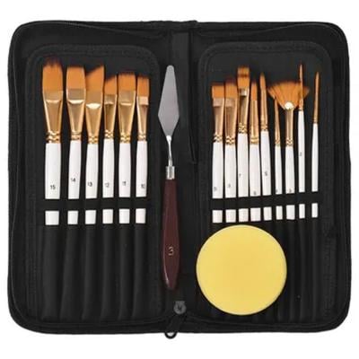 Pack Of 15 Artist Paint Brush N26893758A Gold with White