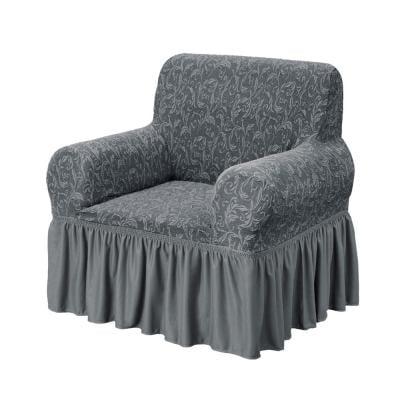 Fabienne CC55GREY Jacquard Fabric Stretchable One Seater Sofa Cover Grey