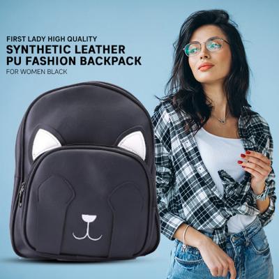 First Lady 9477 High Quality Synthetic Leather PU Fashion Backpack For Women Black