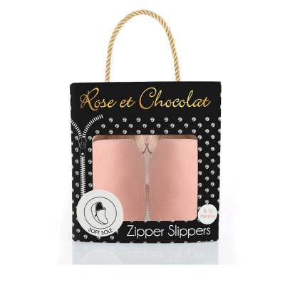 Rose et RCZS 06SS18 Chocolat Zipper Soft Soles Shoes Pink Rose 0 to 6 Months