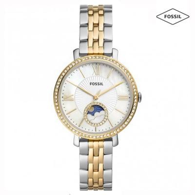Fossil ES5166 Jacqueline Sun Moon Multifunction Two Tone Stainless Steel Watch Gold and Silver