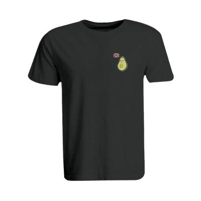 BYFT 110101009140 Embroidered Cotton T-Shirt Avocado Personalized Round Neck T-Shirt For Women Black Small