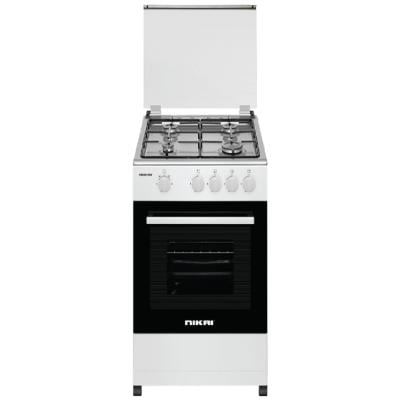 Nikai U2110N5 50 X 50 Cm, 4 Burners Gas Cooking Range, White Color With Glass Lid On Top