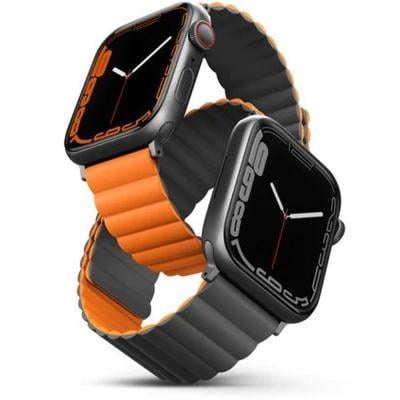 Uniq Revix Reversible Magnetic Apple Watch Strap 45 44 42MM Charcoal Grey Orange