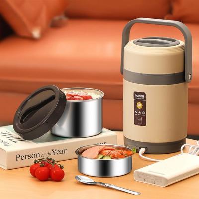 Electric Heating Bento Office School Food Warmer Container Child Adult Stainless Steel Insulated Thermal Jar Orange Lunch Box 1.6 L