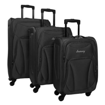 Travel Way W4-3 Journey Soft Shell Luggage Set Of 3, Black