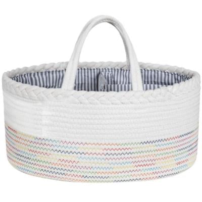 Little Story LS_DPCA_WR Cotton Rope Diaper Caddy White Rainbow