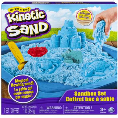Kinetic Sand 6024397FR Sandbox Playset with 1lb of Blue and 3 Molds