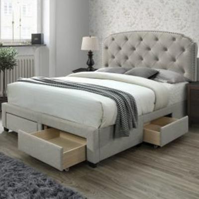 5 Star FSF-Bed696627 Prograde Tufted Storage Bed Light King Size with Spring Mattress Grey