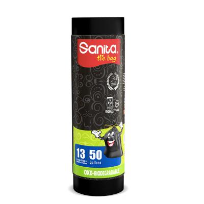 Sanita Oxo Tie Biodegradable 13 Bags 50 Gallon Black