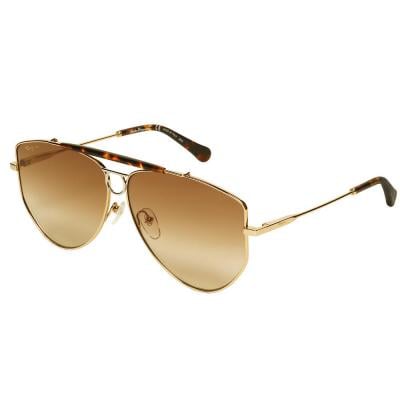 Salvator Ferragamo SF241S Oval Gold Sunglasses For Women Brown Lens, Size 61