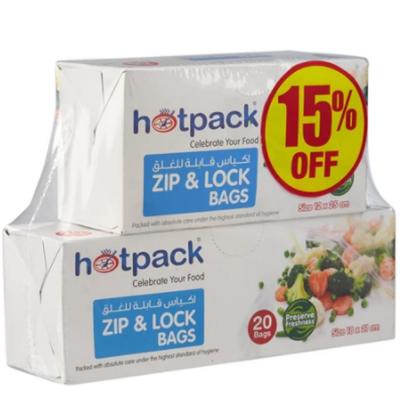 Hotpack PPZLB1821+1225TP15P Zipper Lock Bag 20Pcs Combo Pack 15% Offer White