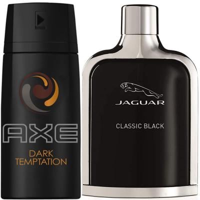 2 in 1 Mens Fragrance Pack, Jaguar Black 100 ml and Axe Dark