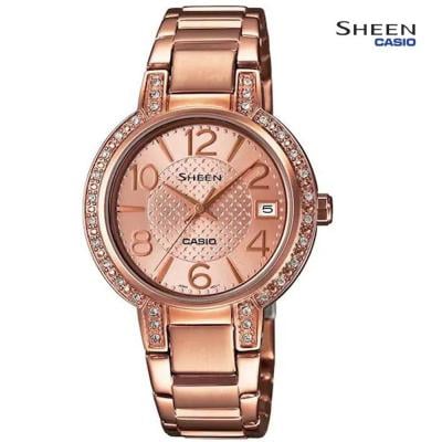 Casio Sheen Analog  Rose Gold Dial Womens Watch, SHE-4804PG-9AUDR