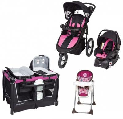 Babytrend CWTB03873 Cityscape Jogger Travel System Rose and Sit Right High Chair Paisley and Retreat Nursery Center 