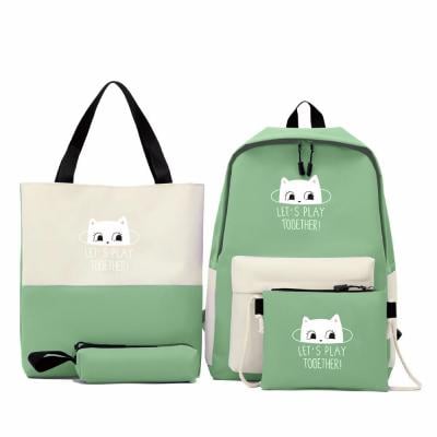 Generic Cat Backpacks 4 pcs Set Bag, Green