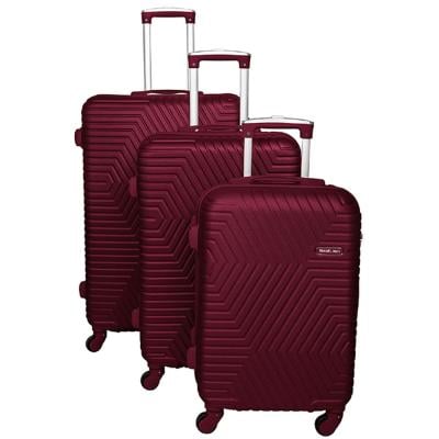 Siddique JNX01-3 Lightweight Luggage Set of 3 Bag, Burgundy Red