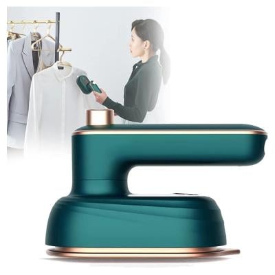Portable Mini Ironing Machine, Foldable Travel Garment Steamer, Mini Ironing Machine 180°Rotatable Handheld Steam Iron for Home Travel Business Green