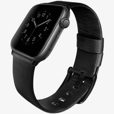 Mondain Apple Watch 4 Genuine Leather Strap 44mm Midnight