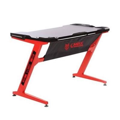 G-Max GMT-8011BR-1175 for Single Monitor Gaming Table With LED, Black and Red