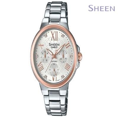 Casio Sheen Silver Stainless Steel Chronograph Watch For Women, SHE-3511SG-7AUDR
