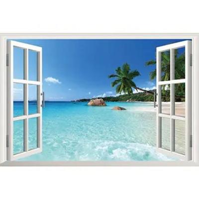 Removable Beach Resort 3D Window View Wall Sticker Multicolour N13262713A 31x24in Multicolour