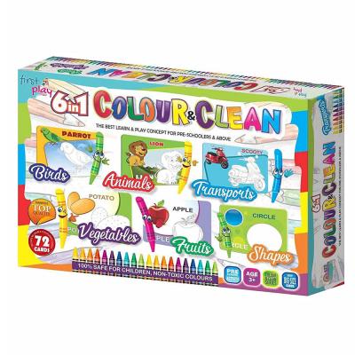 First Play 2 in 1 Color and Clean Reusable Flash Cards Multicolor