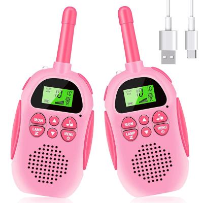 2pcs Cute Mini Kids Two Way Radio Pink Blue Walkie Talkie 2-3km Talk Range Portable Ham Radio Chirldren Toy Radio Transmitter