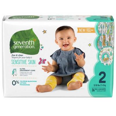 Seventh Generation Baby Diapers 12- 18 Lbs, Stage 2, 36 Diapers
