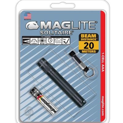 Maglite  K3A016 Solitaire 1 Cell AAA Incandescent Flashlight  Black