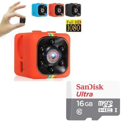 1080P Sport DV Mini Infrared Night Vision Monitor Concealed Camera Car Dv Digital Video Recorder with Sandisk Micro SD Card 16 GB Ultra 80 MB/S