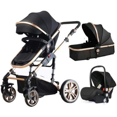 Teknum CM_TK_661BKBCS01BL 3in1 Pram Stroller and Infant Car Seat Black