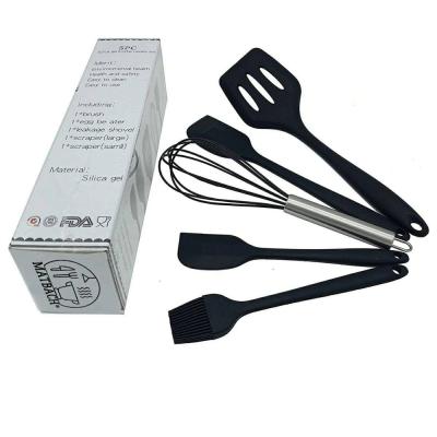 Silicone Cookware, Silicone Spoon 5 pcs, a Set of Kitchen Accessories of 5 pcs., Easy to Clean Silicone Kitchen Utensils, Cookware With Nonstick Coating, a Set of Kitchen Gadgets Black