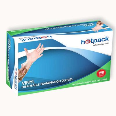 Hotpack Powder free vinyl gloves, Medium 100pcs VGMPF