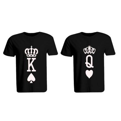 BYFT 110101009282 Holiday Themed Printed Cotton Crown King & Queen Personalized Round Neck T-Shirt For Couple Black Small